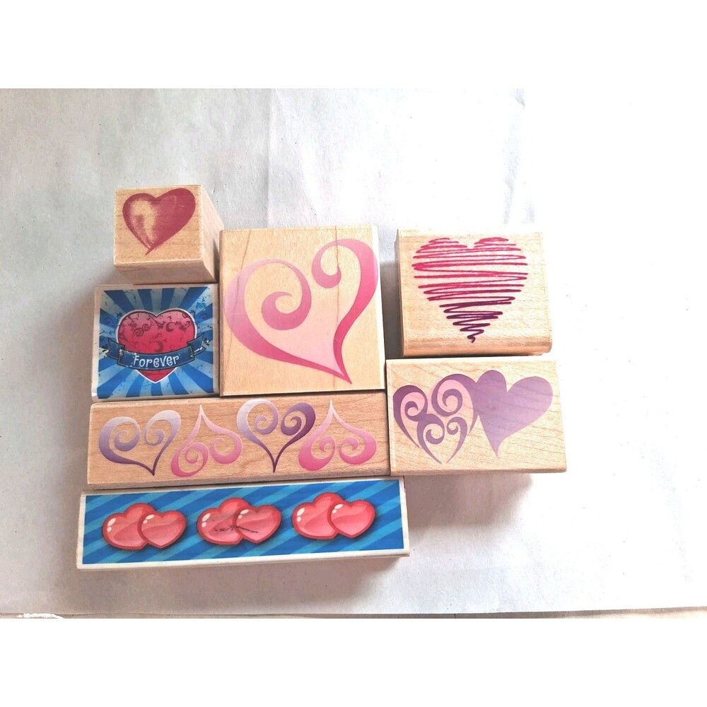 Lot of 7 Heart/Love/Valentine Mounted Rubber Stamps Scrapbooking
